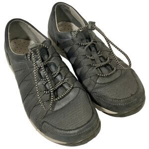 Dansko Honor gray Suede sneaker shoe Bungee Lace tie closure women's 38 US 7.5/8